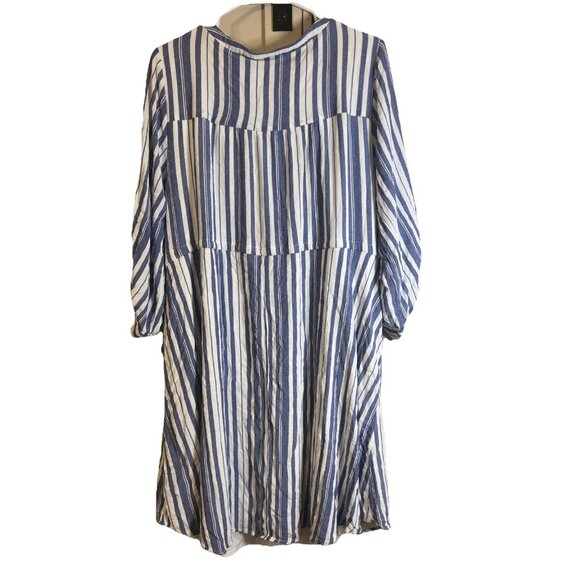 Torrid Dress Women’s Plus 3X Blue White Striped Long Sleeve Drawstring Pockets - Picture 2 of 11